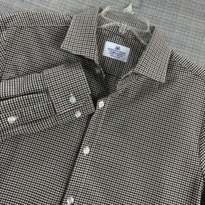 Mizzen+Main Shirt Mens Large Trim Fit Green Gingham USA Made Long Sleeve Dress